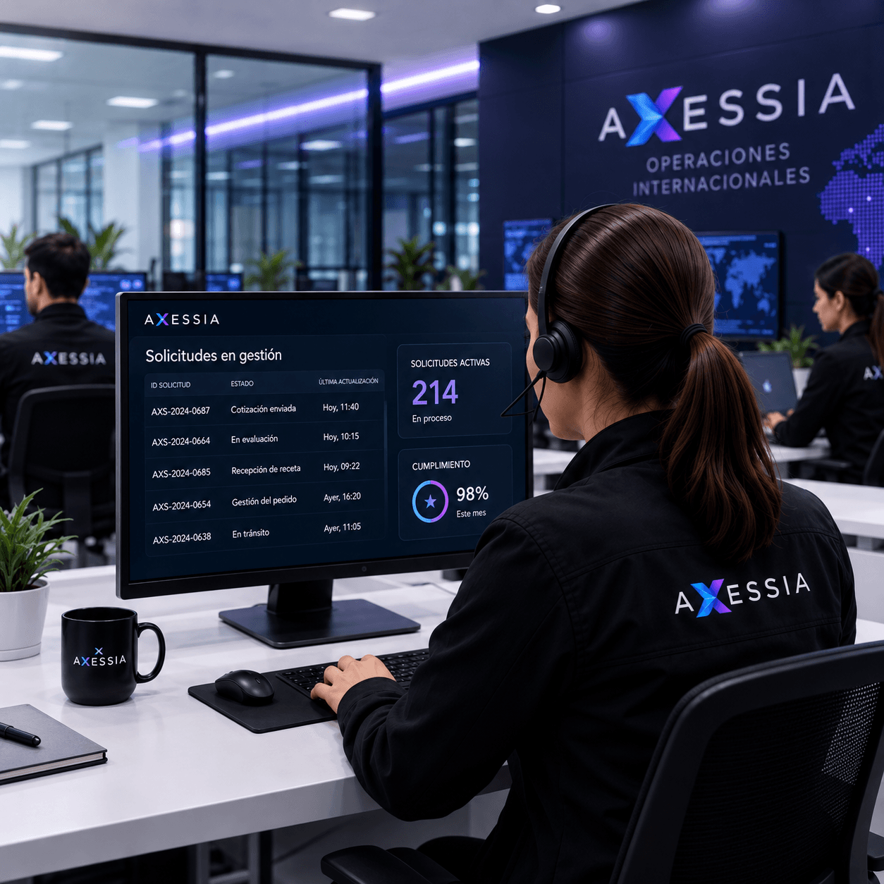 Equipo AXESSIA gestionando solicitudes internacionales